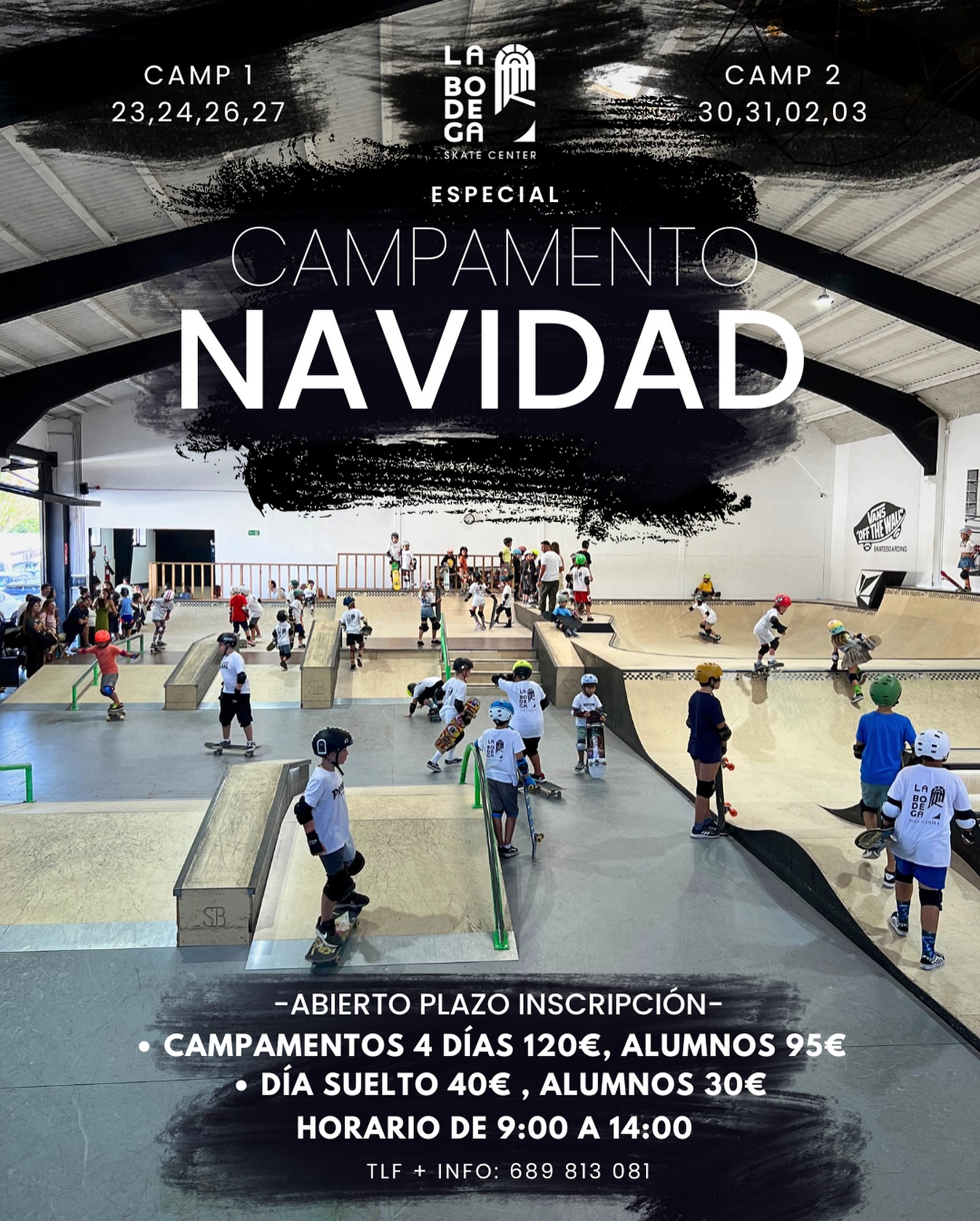 campamento navidad la bodega skate center