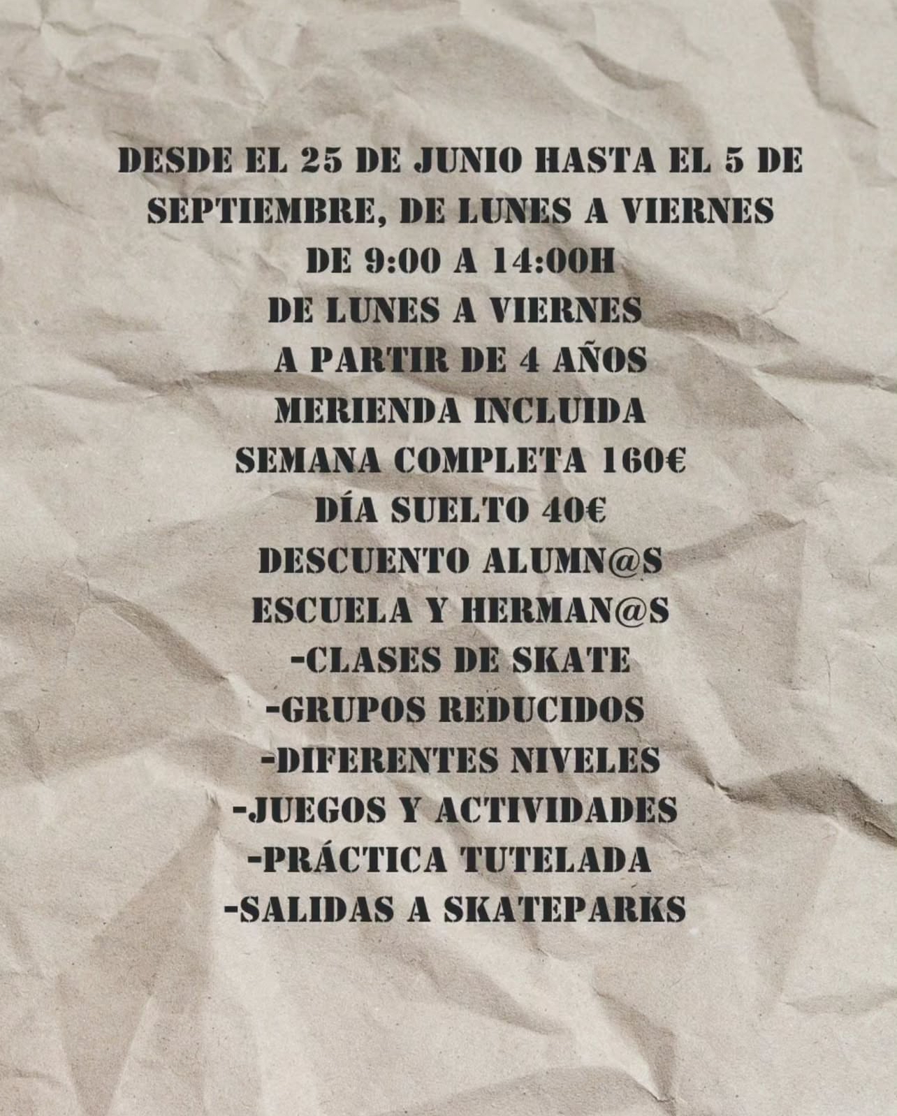 campamento skate verano new school