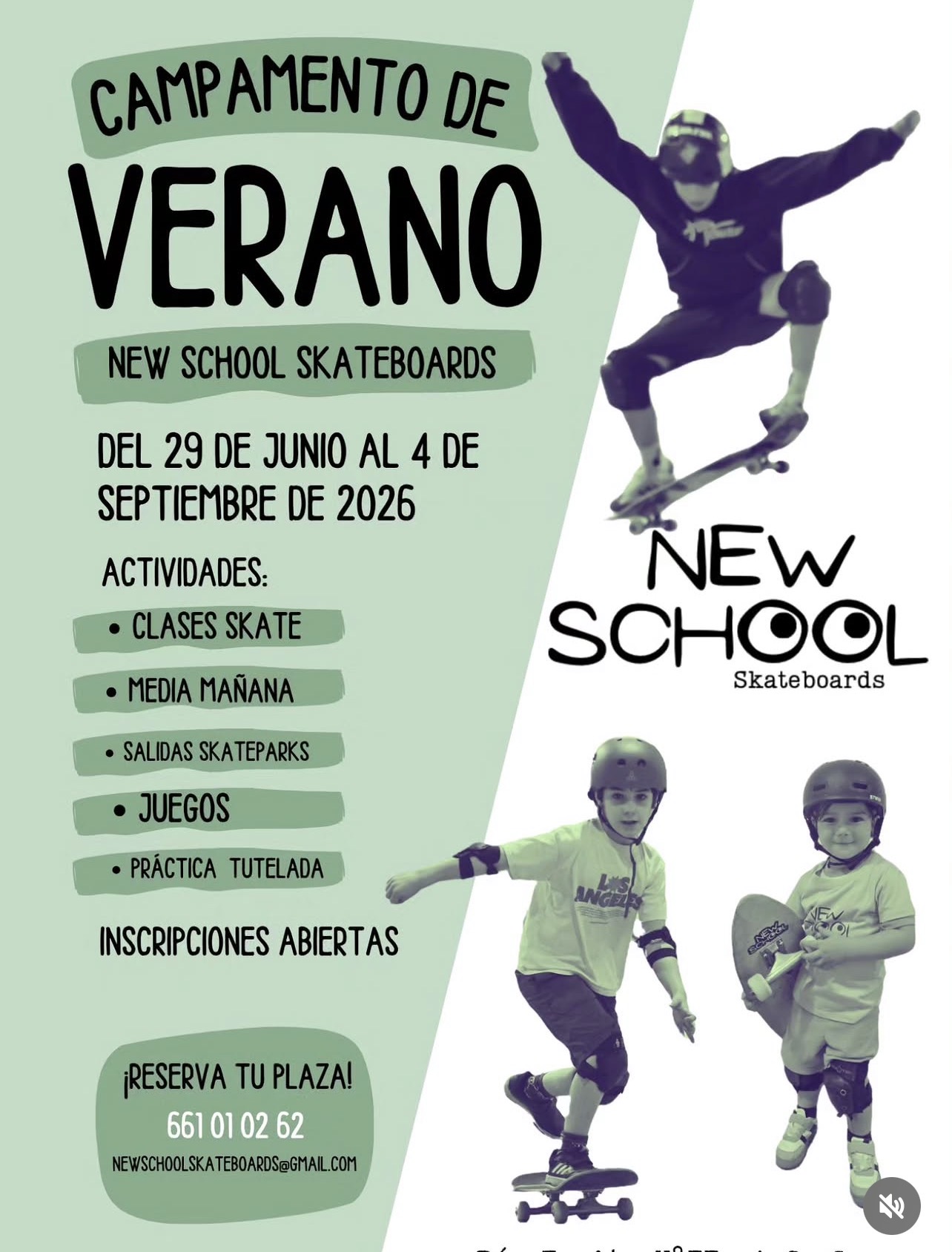 campamento de verano new school skateboards